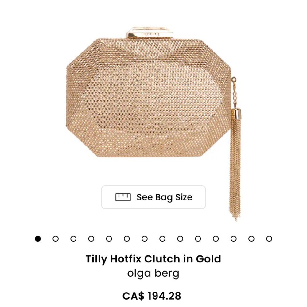Olga Berg Gold Geometric Clutch with Tassel